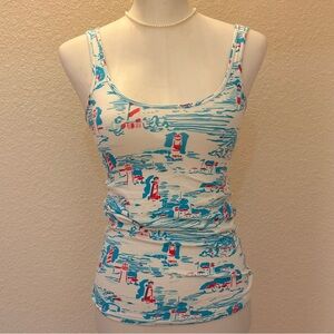 Blue and White Tank Top Lilly Pulitzer Watch Out Size XS Lighthouse